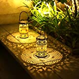 2 Piezas Farolillos Solares Exterior, Freekite Linternas Solares de Metal para Jardin, Luz Solar con Soporte Extraíble, Lampara Solar para Jardín, Exterior, Césped, Navidad, Camping