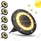 vanpein Conjunto de 6 Luz Solar Jardin, 16 Leds Lawn Lámparas Luces de Tierra Solares Exterior Suelo Jardin IP65 Impermeable Iluminación para Patios Paisaje Driveway Caminos