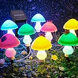 NOWSOK champiñón guirnaldas luces solar para la decoración del jardín exterior, luces de decoración de setas con luces LED extremadamente brillantes (Borde de la flor/8 LED/longitud total: 4,1m)