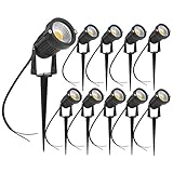 aulyun Pack de 10 Foco LEDs con Pincho para Blanco Cálido Jardín 5W 220V Luz LED para Exteriores