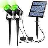 NATPOW Luces Solares LED Exterior Jardín, LED Foco Solar Lámparas Solares para Jardín al Aire Libre, IP65 Impermeable, 2 Niveles de Brillo Iluminación para Árboles, Patio, Caminos(Verde)