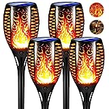 Luces llamas Solares LED Exterior Jardin, Moxled 4 Piezas 33 LED Antorchas Solares Exterior con llamas Realistas, IP65 Impermeable, Decoración Luz para Jardín, Césped y Camino, Pasillo