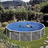 Gre KIT460PO Cerdeña - Piscina Elevada Redonda, Aspecto Piedra, 460 x 120 cm