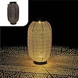 Gadgy Farolillo Solar Exterior Flor Grande | Decoracion De Jardin Con LED | Farola Para Balcón, Terraza Y Mesa | Metal Negro Y Dorado | Ip65-impermeable
