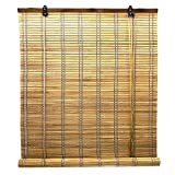 Solagua 14 Medidas de estores de bambú Cortina de Madera persiana Enrollable (110 x 135 cm, Roble)