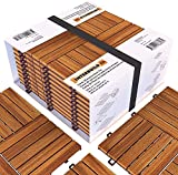 INTERBUILD suelo exterior jardin baldosas terraza exterior Acacia 30 x 30 cm 0,9 ㎡ por PACK Color teca dorado, para jardín, balcón, desmontables