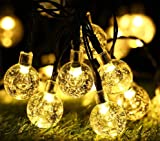 Guirnalda Luces Exterior Solare, BrizLabs 13.8M 60 LED Guirnalda Luces Solar Impermeable 8 Modos Interior y Exterior Cadena de Luces Solar para Jardín Terraza, Patio, Navidad, Fiesta, Blanco Calido