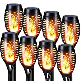 8 Piezas Luces de llamas Solar Exterior Jardin - NEXVIN Antorchas Solares Exterior con llamas Realistas, IP65 Impermeable, Decoración Luces para Césped y Camino, Jardín, Pasillo