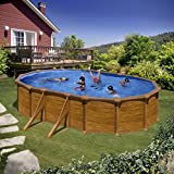 Gre KIT610W Pacific - Piscina Elevada Ovalada, Aspecto Madera, 610 x 375 x 120 cm