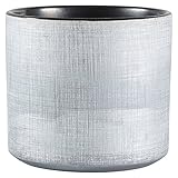Rivet Macetero rústico de gres con relieve para interior, 15,8 cm de altura, plata