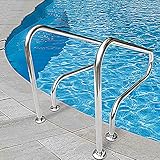 MYAOU Barandilla para Piscina, barandilla para Piscina de Acero Inoxidable 304, barandilla de sujeción Manual de fácil Montaje, Capacidad de Carga de Seguridad de 250 LB (Plateado)