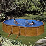 Gre KITPROV503W Sicilia - Piscina Elevada Ovalada, Aspecto Madera, 500 x 300 x 120 cm