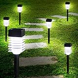 Aigostar Luces solares Jardín 12 Pack, Lámpara LED Luz solar exterior, Luz Fría 6500K. IP44 Luces solares para exterior jardin, Para Patio Césped Pasillo Terraza Sin Cables, L57*W57*H398mm