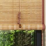 Persianas Enrollables y Estores Exterior Pérgola Ventanas Porche Persiana Enrollable de Bambú, 55cm/75cm/95cm/115cm/135cm de Ancho, 90% de Oscurecimiento de Persianas de Estilo Japonés con Ganchos