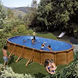 Gre KITPROV738WO Mauritius - Piscina Elevada Ovalada, Aspecto Madera, 730 x 375 x 132 cm